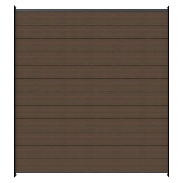 UltraEasy Flat Style Enclosures 6 ft. x 6 ft. Brazilian Ipe Composite Horizontal Fence Panel Kit with Gray Frame