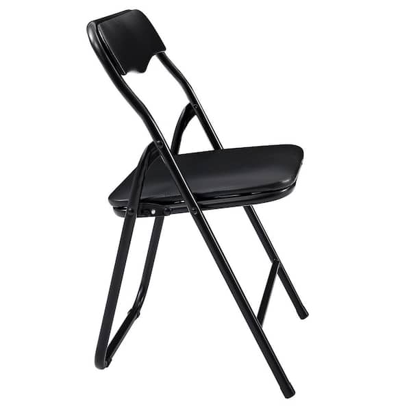 Kids Folding Table and Chair Set, 5-Piece Padded Activity Desk with 4-Chairs, PU Top, for Indoor and Outdoor, Black