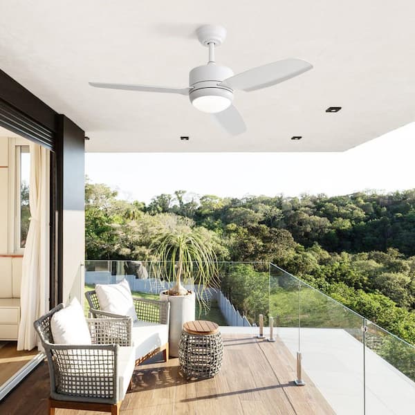 46 in. Smart Indoor/Outdoor White Modern Ceiling Fan with LED Light and Remote Included