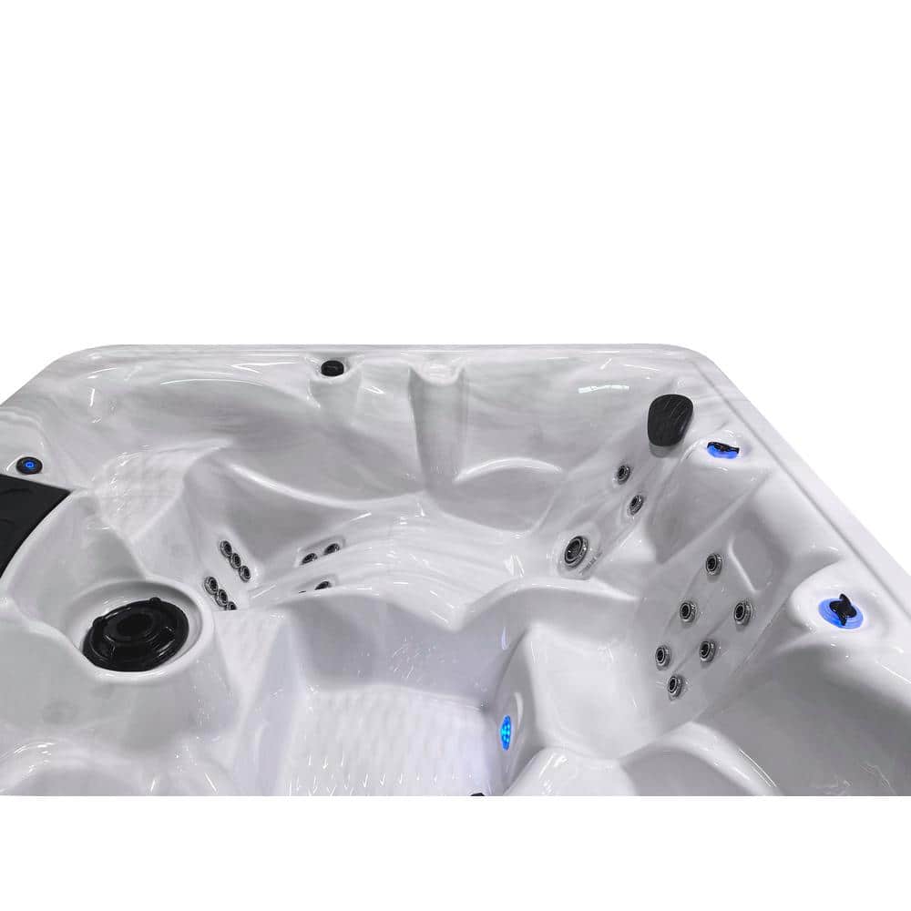 Espresso 6-Person Square Acrylic Hot Tub with 34 Jets and Ice Bucket
