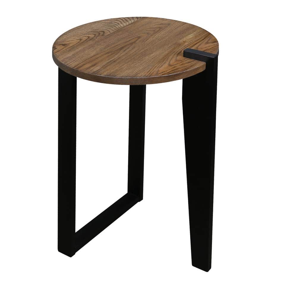 Sundial Two-Tone Forest Gray and Black Round End Table