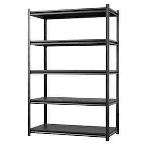 47.2 in. W x 72.1 in. H x 23.6 in. D 5-Tier Adjustable Open Freestanding Metal Storage Garage Wall Shelf in Black