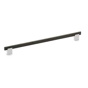 Madison Collection 12 5/8 in. (320 mm) Matte Black and Chrome Modern Rectangular Cabinet Bar Pull