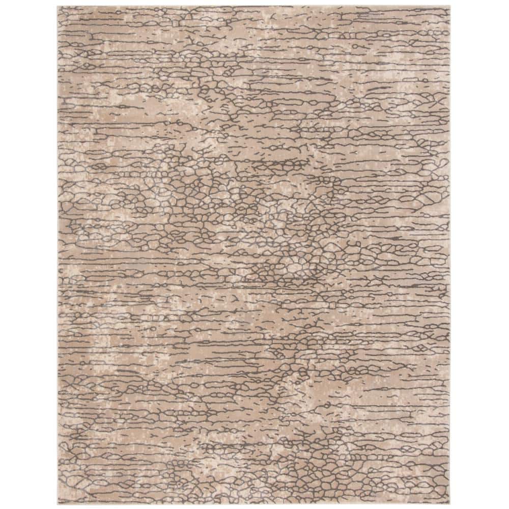 Abstract Meadow Chic 9' x 12' Beige Synthetic Area Rug