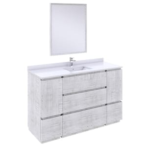 Formosa 54 in. W x 20 in. D x 35 in. H White Single Sink Bath Vanity in Rustic White with White Vanity Top and Mirror