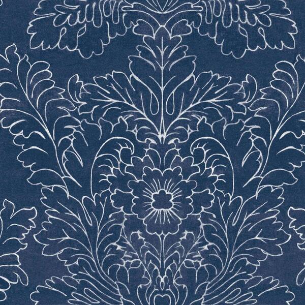 Laura Ashley Silchester Midnight Seaspray Blue Removable Wallpaper 