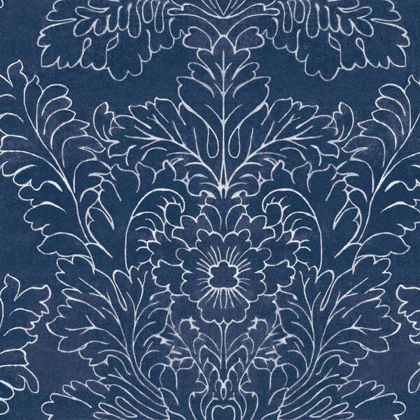 Laura Ashley Laura Ashley Silchester Midnight Seaspray Blue Removable Wallpaper Sample 11985294