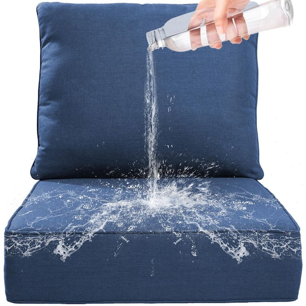 24 in. x 24 in. x 6 in. 8-Piece Deep Seating Water & Fade Resistant Outdoor Lounge Chair Replacement Cushion Set in Blue