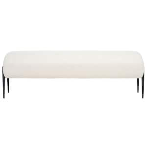 Stacia Cream/Black Entryway Bench With Cushion 57.48 in.