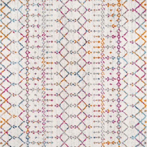 Moroccan Hype Boho Vintage Diamond Ivory/Multi 5 ft. x 5 ft. Square Area Rug