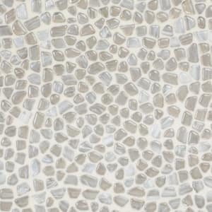 Fargin Pebble Silver Haze 11.88 in. x 11.88 in. Polished Glass Wall Mosaic Tile (0.98 sq. ft. /Each)
