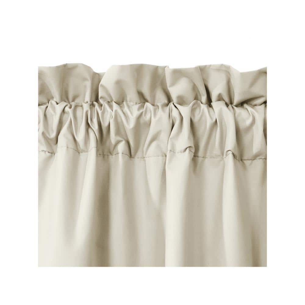 Ivory Polyester Room Darkening Rod Pocket Curtain Panel Set
