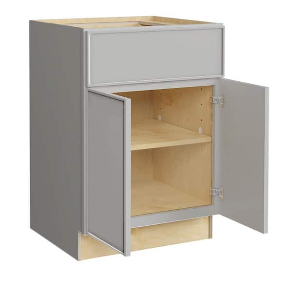 Franklin 27 in. W x 24 in. D x 34.5 in. H Assembled Plywood Base Kitchen Cabinet in Veiled Gray with Soft Close