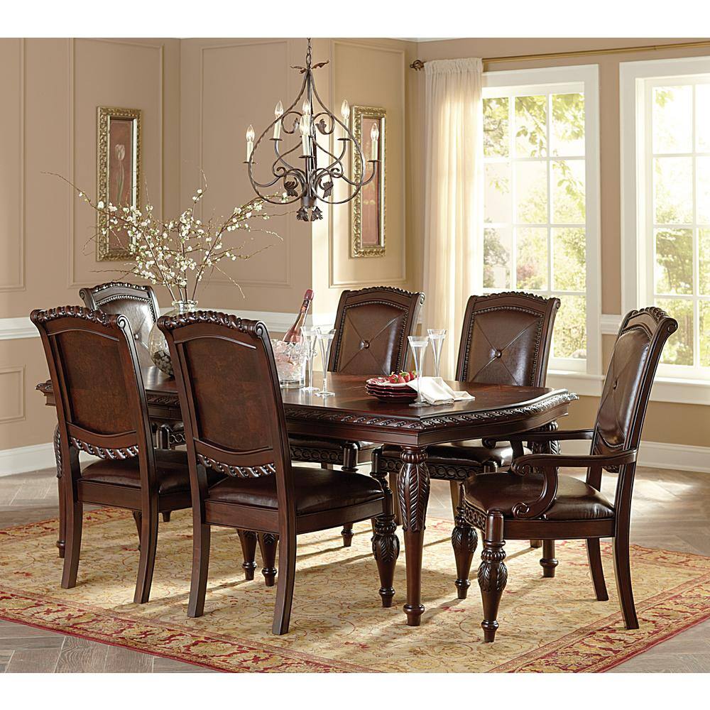Antoinette Brown Leather Upholstered Traditional Side Chair
