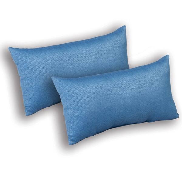 Plantation Patterns Coastal Blue Textured Outdoor Lumbar Pillow (2-Pack)
