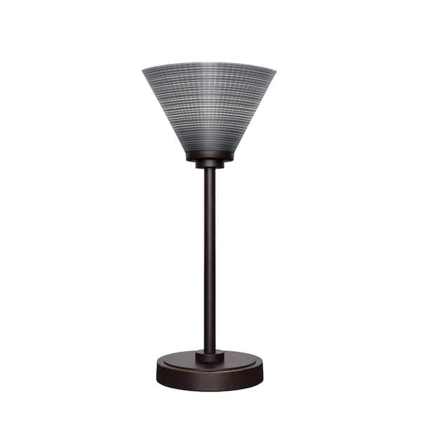 Unbranded Quincy 16 in. Dark Granite Accent Lamp with Gray Matrix Glass Shade