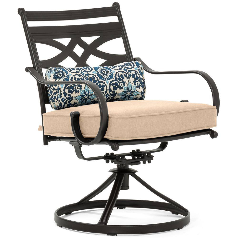 Montclair 7-Piece Black and Tan Steel Outdoor Dining Set
