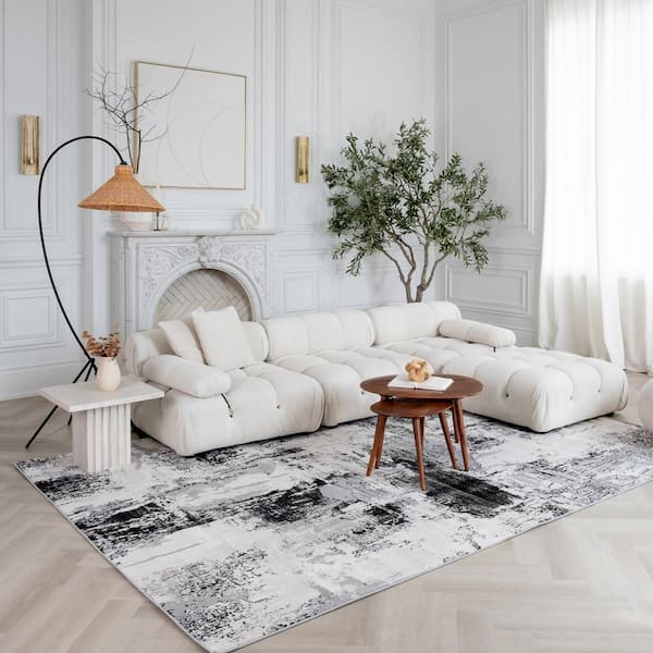 Atlas Grey Beige, Modern 7 ft. x10 ft. Classic Indoor Area Rug