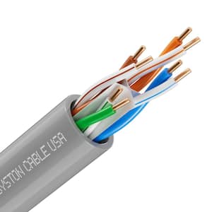 50 ft. Gray CMR Cat 6e 600 MHz 23 AWG Solid Bare Copper Ethernet Network Cable-Bulk No Ends Heat Resistant