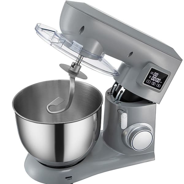 Stand Mixer, 450W Electric Dough Mixer with 6 Speeds LCD Screen Timing Tilt-Head Food Mixer with 7.4 Qt Grey