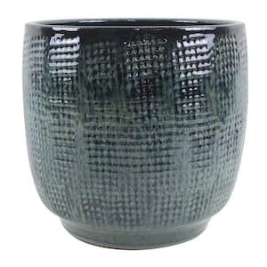 12 in. Genevieve Blue/Black Gradient Glazed Ceramic Planter (12 in. D x 12 in. H) with Drainage Hole