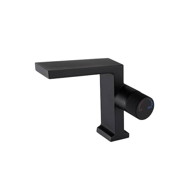 Flynama Brass Single-Handle Single-Hole Bathroom Faucet in Matte Black