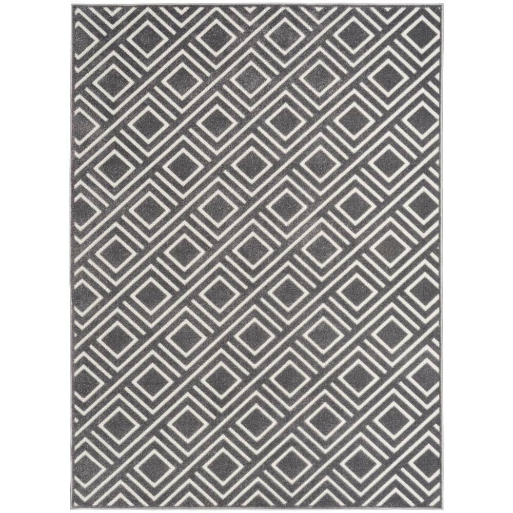 Nourison Casual Grey 5 ft. x 7 ft. Checker Contemporary Area Rug 984296 ...