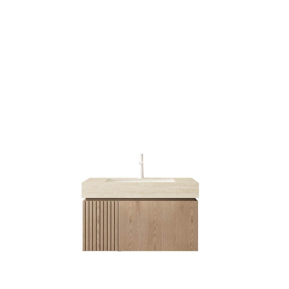 30 in. Floating Heidelberg Woodgrain Bath Vanity with Roma Travertine Sintered Stone Top and Ceramic Basin price history on PriceWatchPro