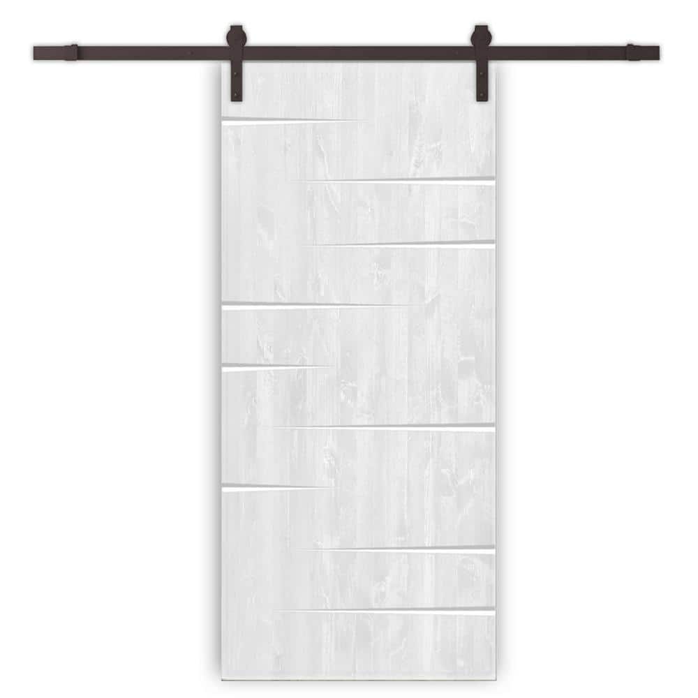 34 in. x 96 in. White Stained Pine Wood Modern Interior Sliding Barn Door with Hardware Kit price history on PriceWatchPro