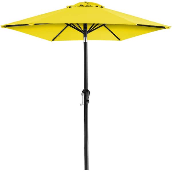 Unbranded 10 ft. Steel Market Patio Umbrella in Yellow with Push Button Tilt