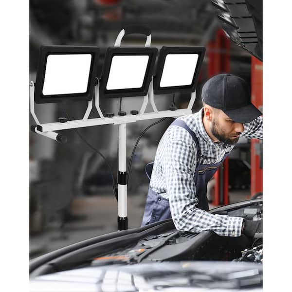 22000 Lumen LED Work Light with Adjustable Tripod Stand, 3-Head Portable Jobsite Light with Power Cord 120-Volt