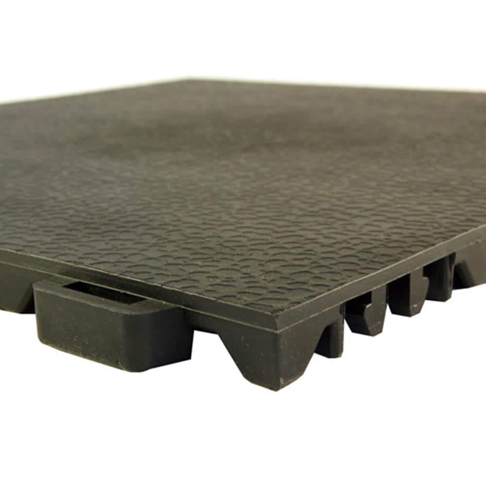 StayLock Black PVC Interlocking Waterproof Floor Tiles, 12x12 inches