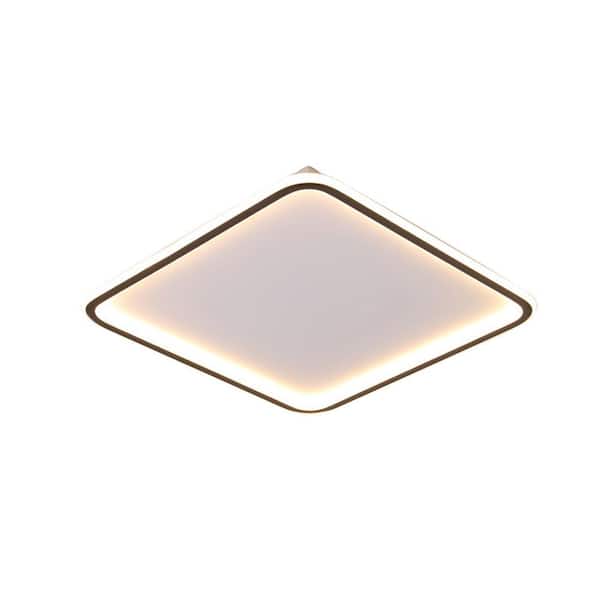 20 in. 1-Light White Modern Square Dimmable Selectable LED Flush Mount Ceiling Light with Remote