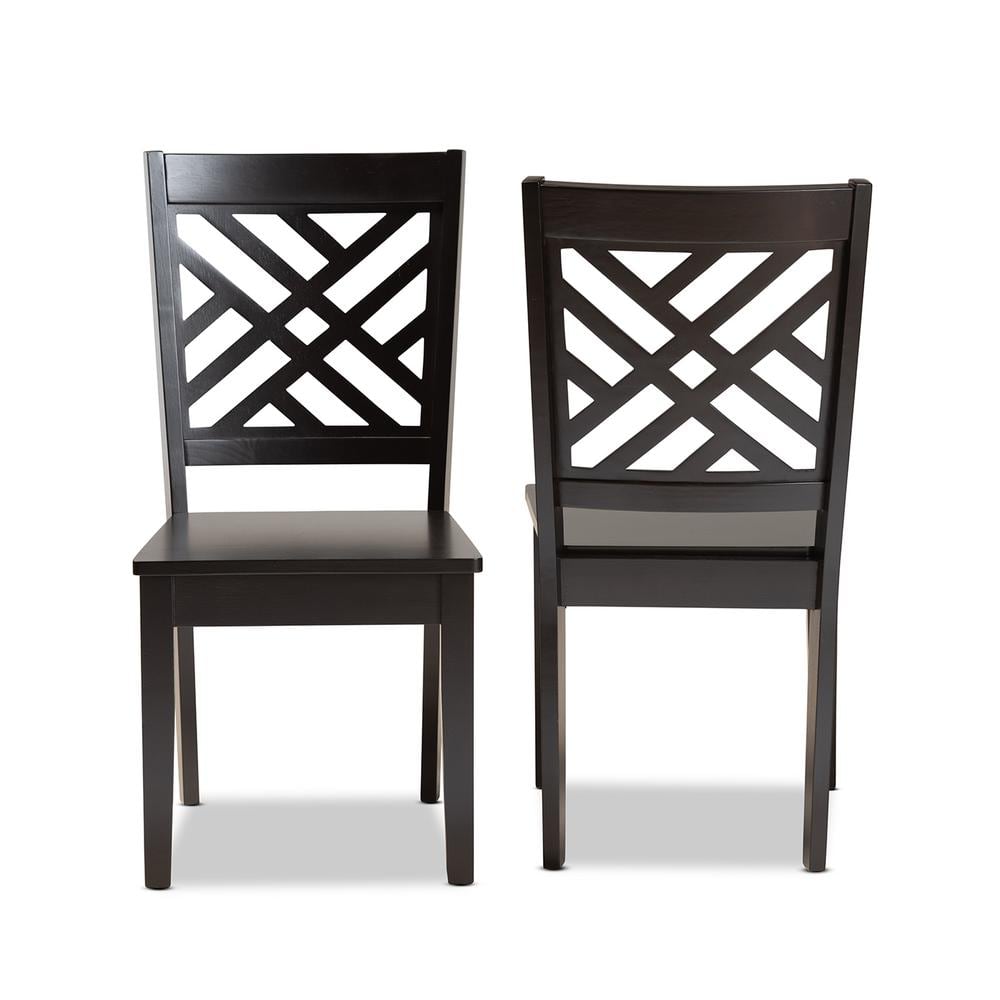 Caron Dark Brown Solid Wood and Cane Low Back Dining Chair