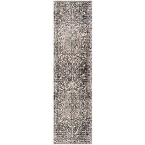 Vintage Persian 2 ft. x 10 ft. Gray/Charcoal Medallion Runner Rug