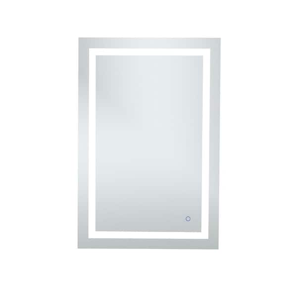 Unbranded Timeless Home 27 in. W x 40 in. H Rectangle Frameless Silver LED Mirror