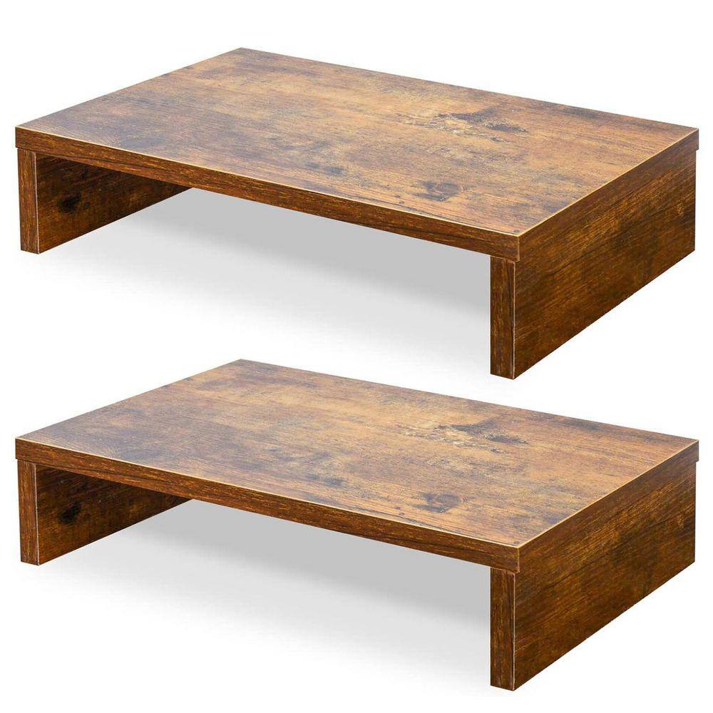 Organizing Stand Brown 14 in. x 3.3 in. Wood Minimal Desk Organizer Stand, 2-Pack ...