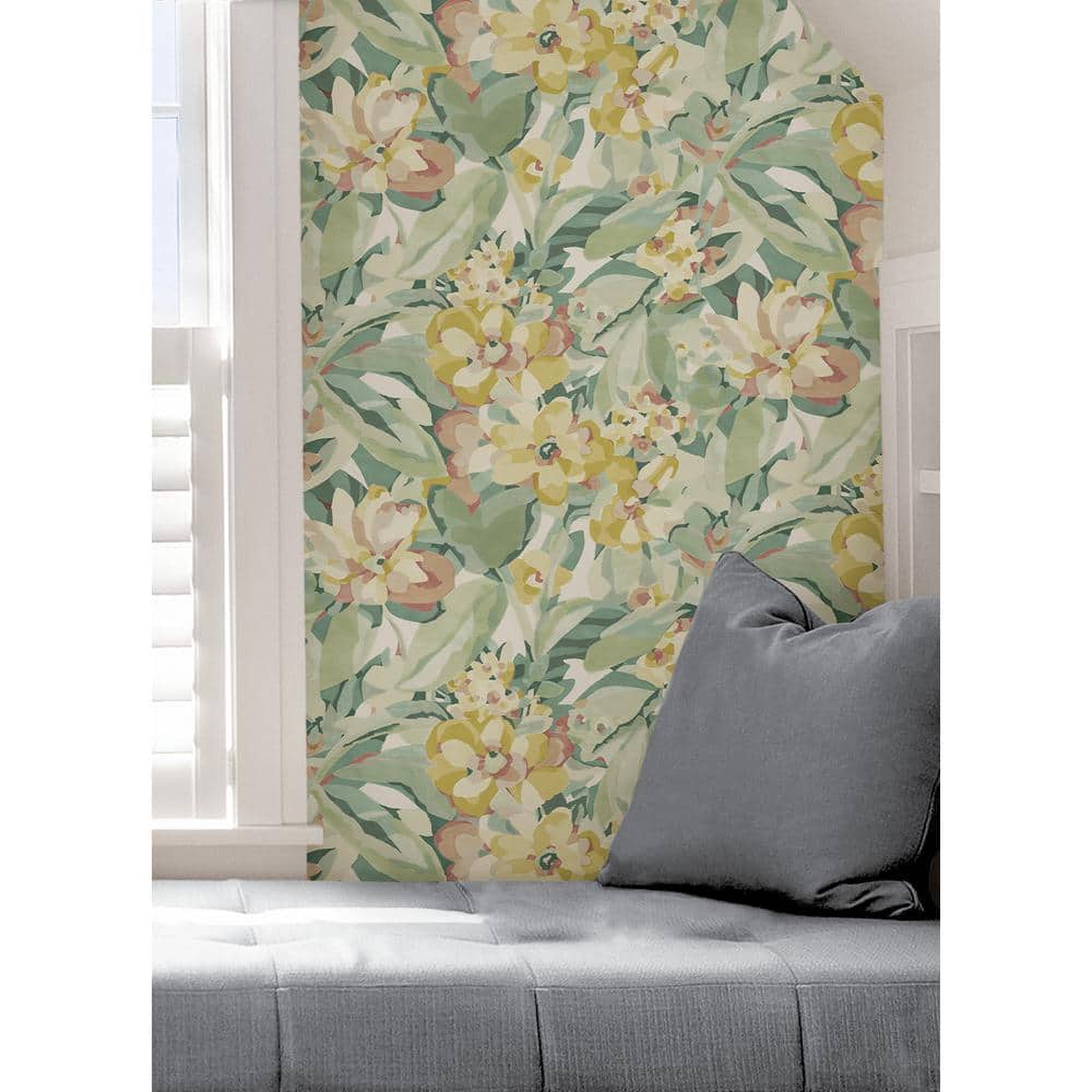Yellow and Green Floral Peel & Stick Wallpaper Roll