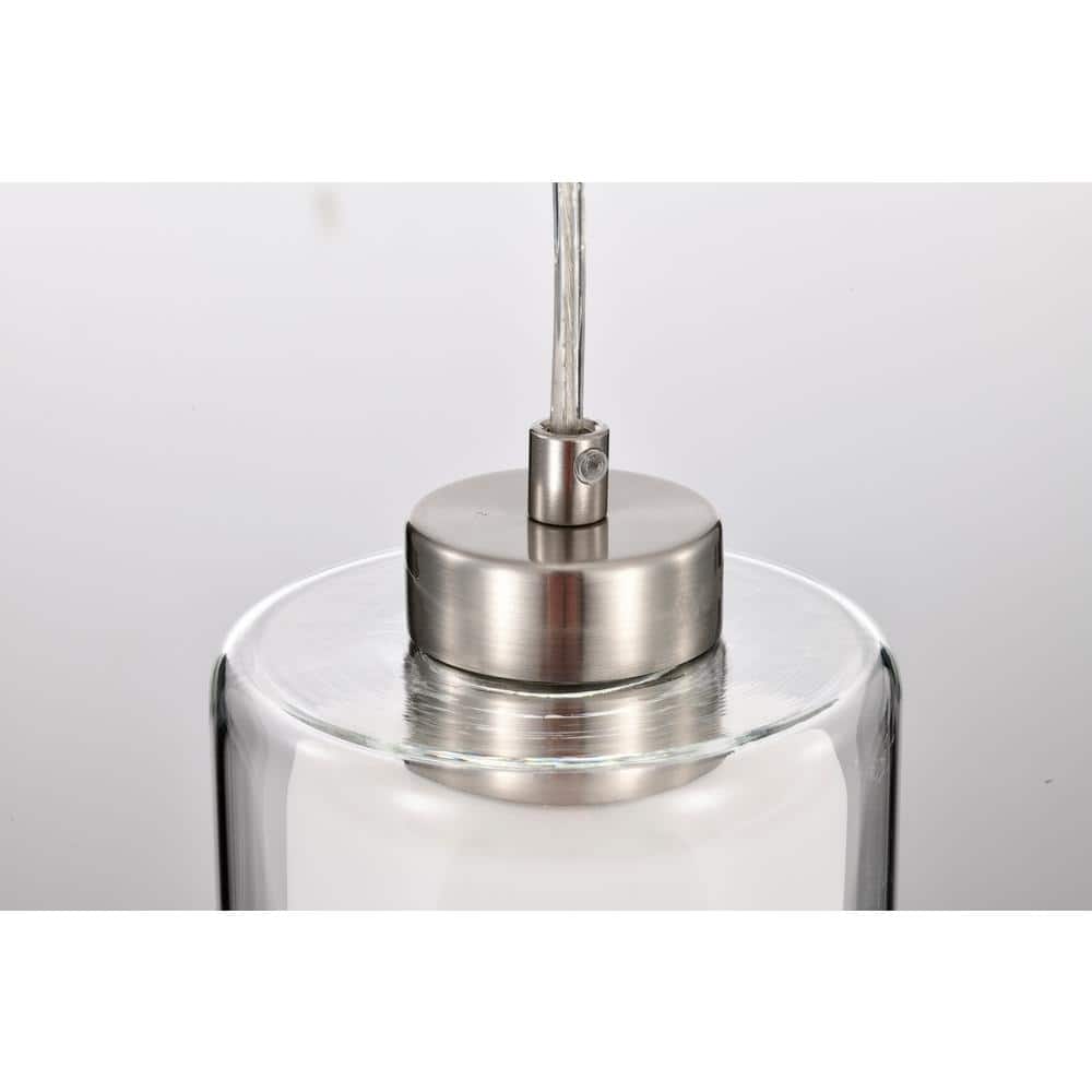 Brushed Nickel Mini Pendant with Dual Glass Shades