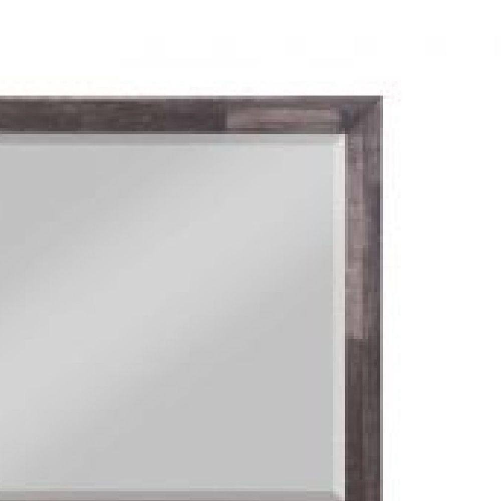 48 Inch Rustic Brown Beveled Wood Landscape Mirror