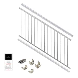 36 in. x 69.43 in. White Powder Coated Aluminum Preassembled Deck Stair Railing