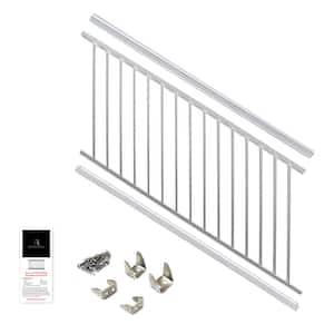 36 in. x 8 ft. White Powder Coated Aluminum Preassembled Deck Stair Railing