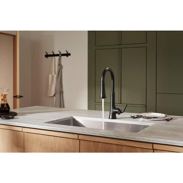 Tone Single Handle Pull Down Sprayer Kitchen Faucet in Matte Black