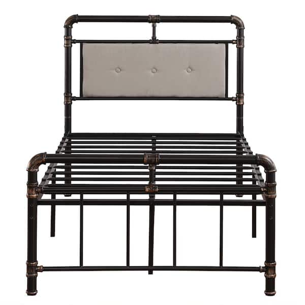 Winado Gold-Painted Twin Modern Water Pipe Iron Bed Frame