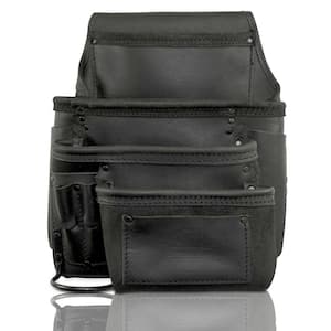 10-Pocket Right-Handed Ambassador Series Black Top Grain Leather Nail and Tool Pouch