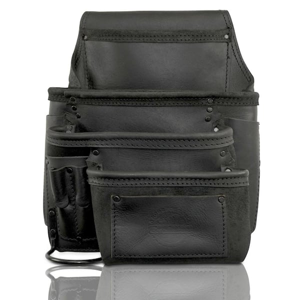 Graintex 10-Pocket Right-Handed Ambassador Series Black Top Grain Leather Nail and Tool Pouch