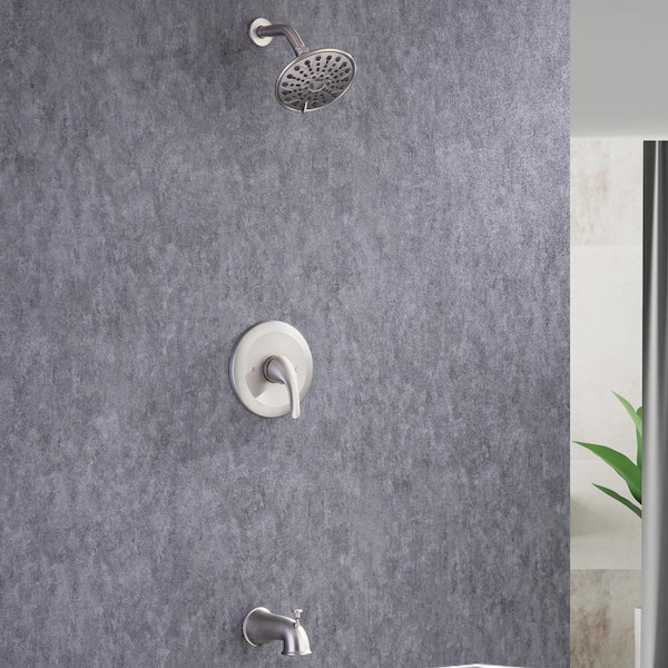Staykiwi Single Handle 4-Spray Patterns Shower Faucet 2.5 GPM with Pressure Balance Anti Scald in Brushed Nickel