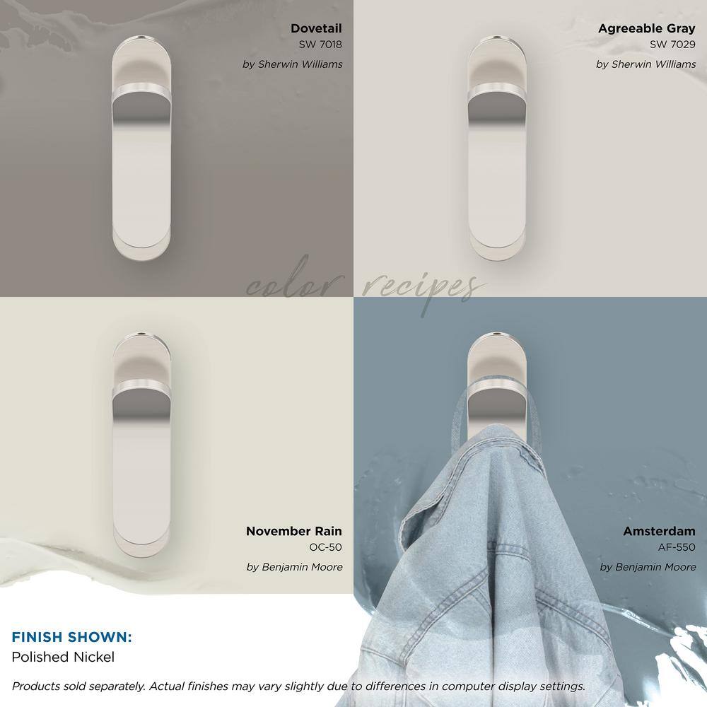 Polished Nickel Single Prong Decorative Metal Wall Hook