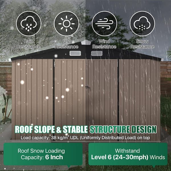 Sizzim 13.6 ft. W x 12 ft. D Metal Storage Shed, Double Door, Air