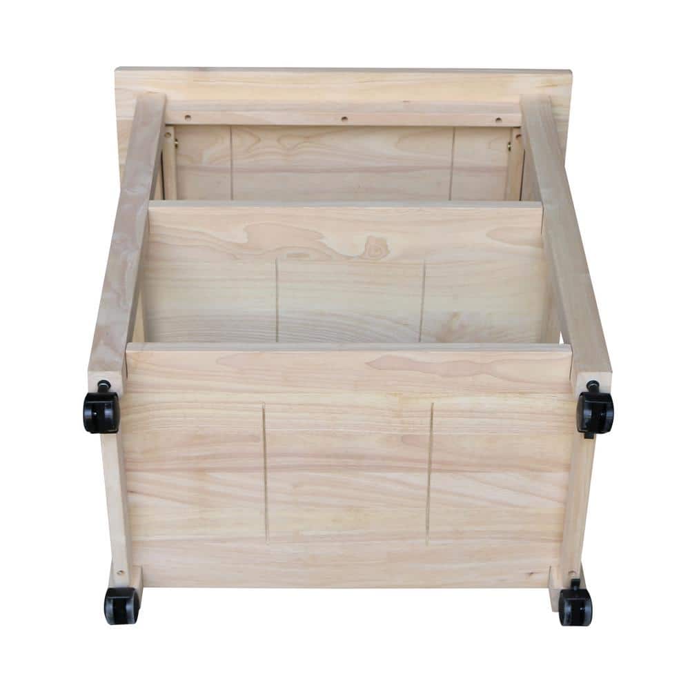 Unfinished Parawood Butcher Block Microwave Cart with Storage